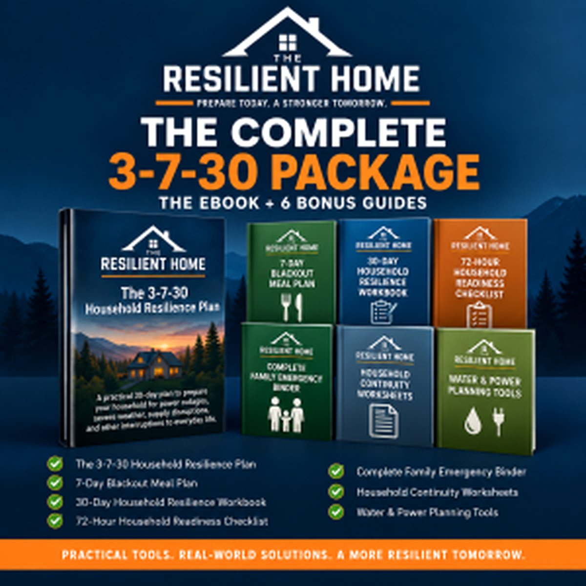The Resilient Home Complete 3-7-30 Package with an ebook and six bonus guides