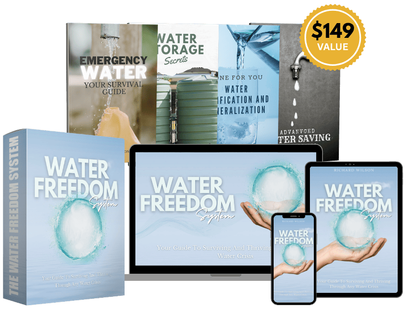 Water Freedom System book and digital guide bundle shown in a promotional graphic